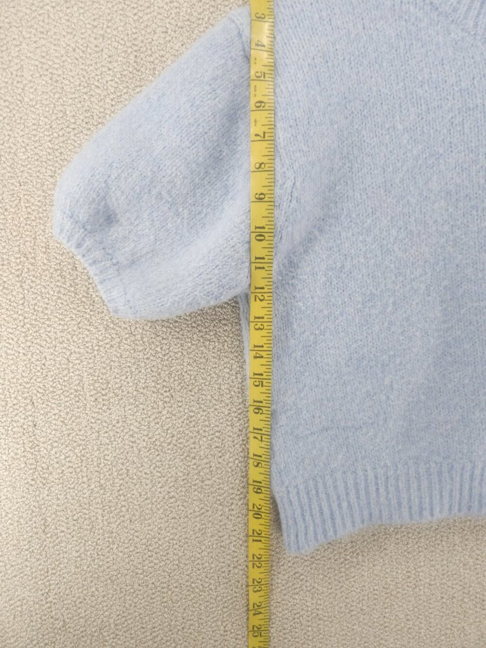 Zara Boxy Cropped Sweater — Powder Blue, Puff Sleeves, Size M - Picture 6 of 6